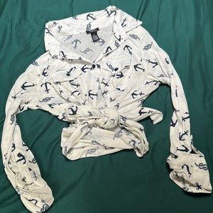 Blue Anchor Beachy Button Up